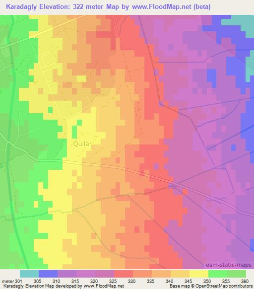 Karadagly,Azerbaijan Elevation Map
