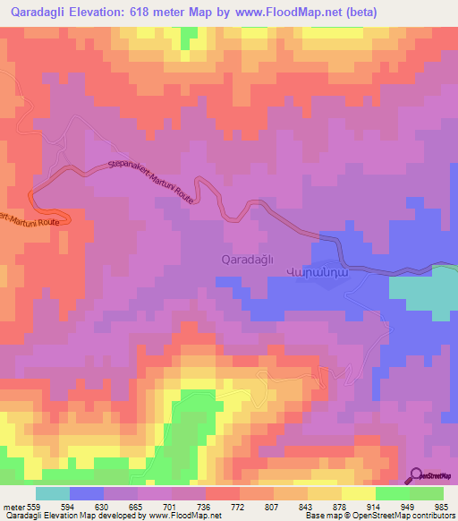 Qaradagli,Azerbaijan Elevation Map