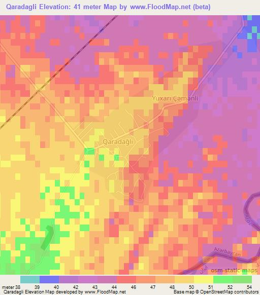 Qaradagli,Azerbaijan Elevation Map