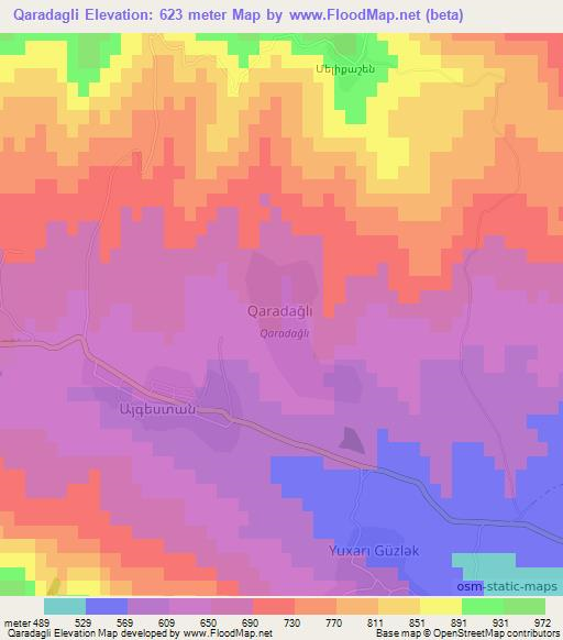 Qaradagli,Azerbaijan Elevation Map