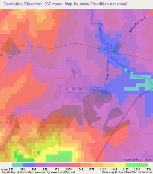 Qarabulaq,Azerbaijan Elevation Map