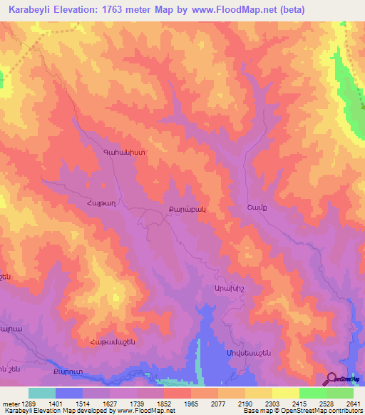 Karabeyli,Azerbaijan Elevation Map