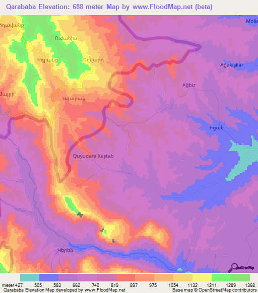 Qarababa,Azerbaijan Elevation Map
