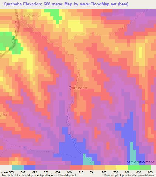 Qarababa,Azerbaijan Elevation Map