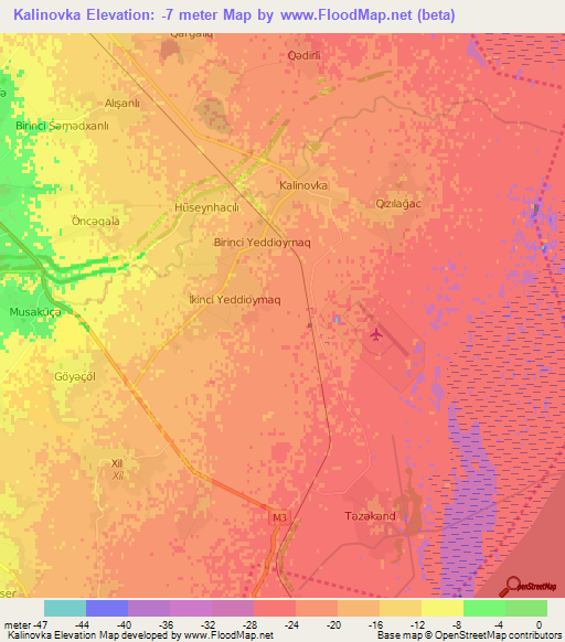 Kalinovka,Azerbaijan Elevation Map
