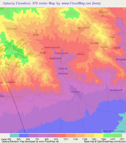 Qalaciq,Azerbaijan Elevation Map