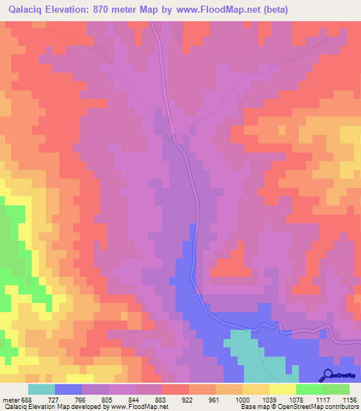 Qalaciq,Azerbaijan Elevation Map