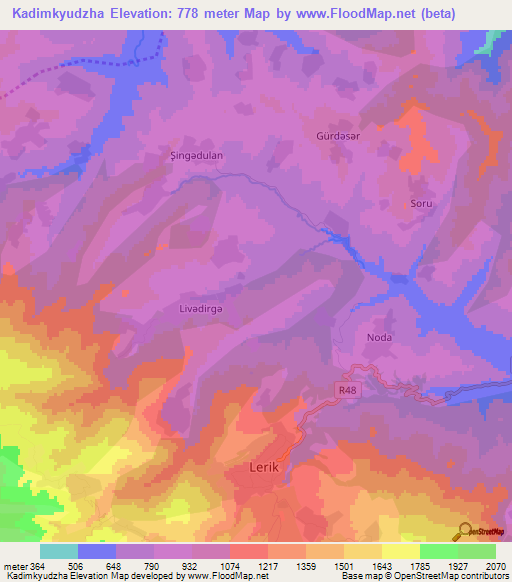 Kadimkyudzha,Azerbaijan Elevation Map