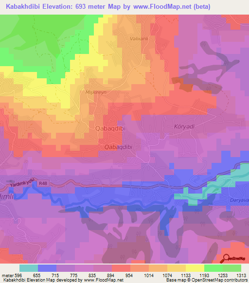 Kabakhdibi,Azerbaijan Elevation Map