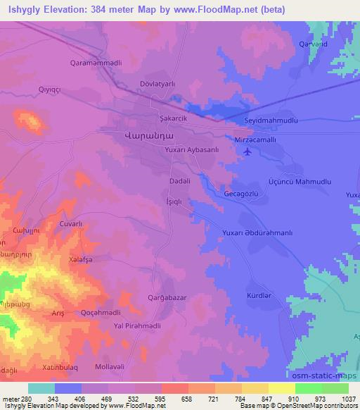 Ishygly,Azerbaijan Elevation Map