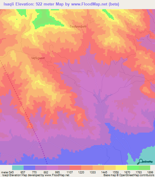 Isaqli,Azerbaijan Elevation Map