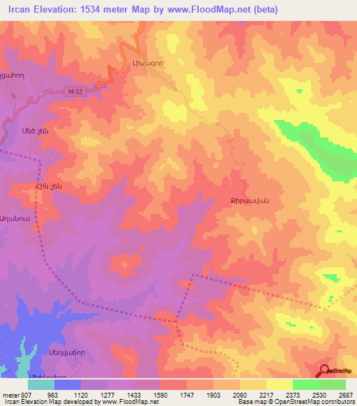 Ircan,Azerbaijan Elevation Map