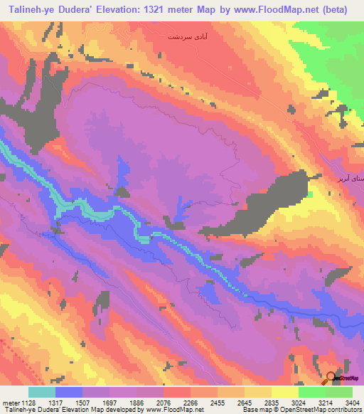Talineh-ye Dudera',Iran Elevation Map