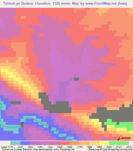 Talineh-ye Dudera',Iran Elevation Map