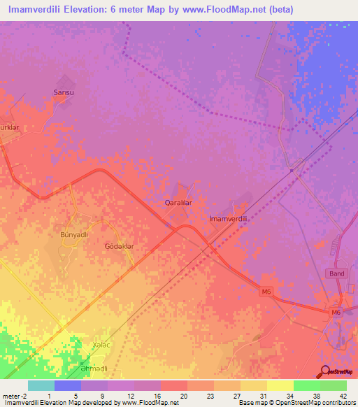 Imamverdili,Azerbaijan Elevation Map