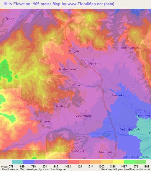 Hilis,Azerbaijan Elevation Map
