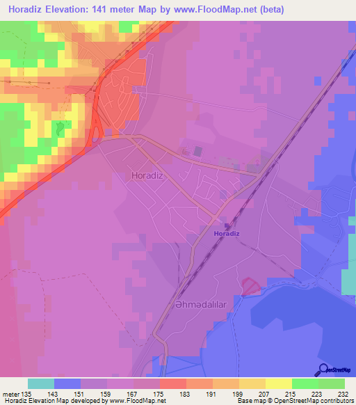 Horadiz,Azerbaijan Elevation Map