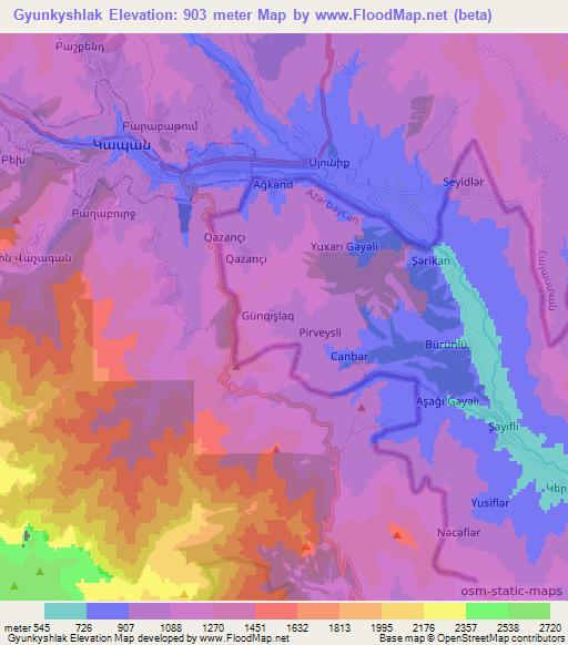 Gyunkyshlak,Azerbaijan Elevation Map