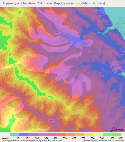 Gyunagyar,Azerbaijan Elevation Map