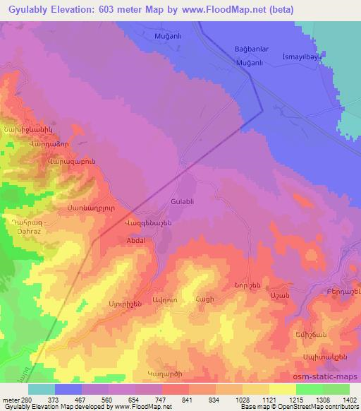 Gyulably,Azerbaijan Elevation Map