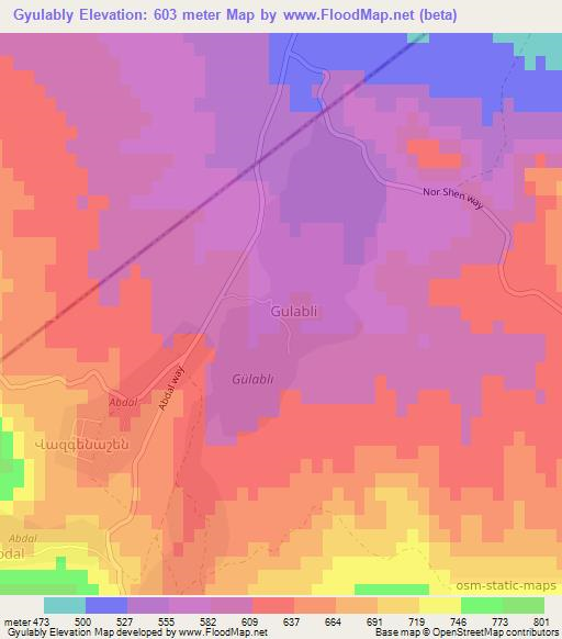 Gyulably,Azerbaijan Elevation Map