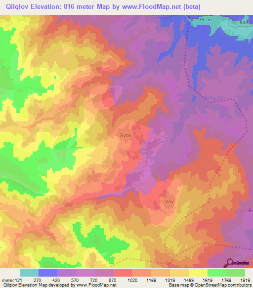 Qilqlov,Azerbaijan Elevation Map