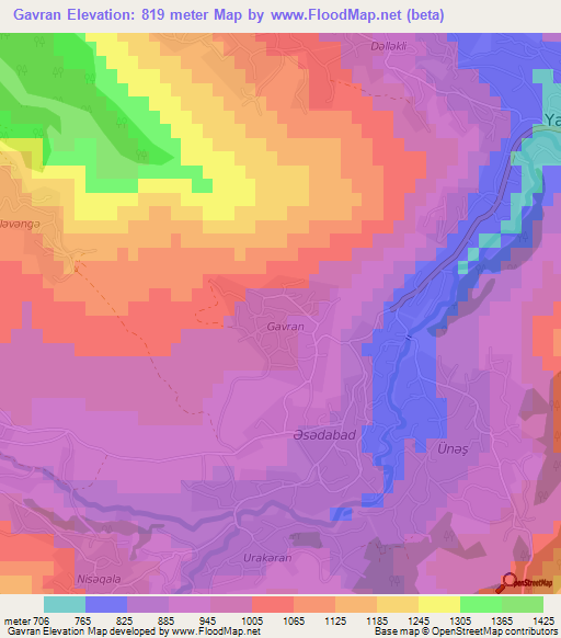 Gavran,Azerbaijan Elevation Map