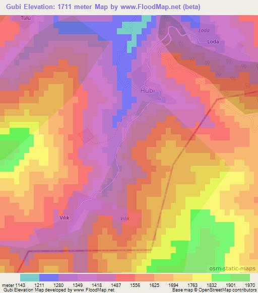 Gubi,Azerbaijan Elevation Map
