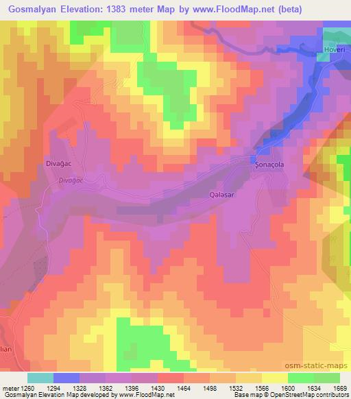 Gosmalyan,Azerbaijan Elevation Map