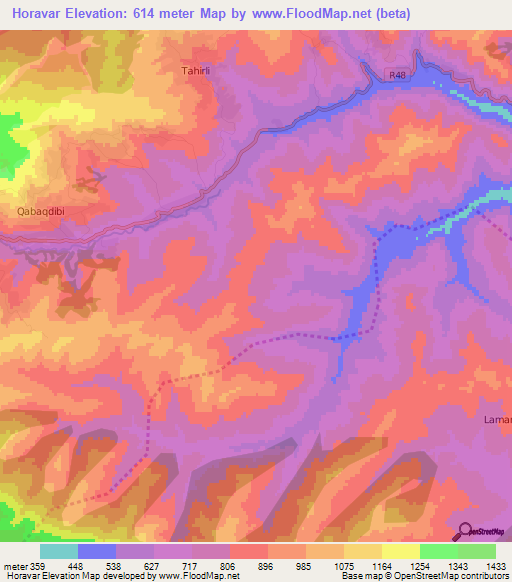 Horavar,Azerbaijan Elevation Map