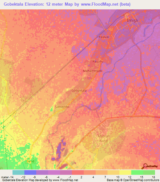 Gobektala,Azerbaijan Elevation Map