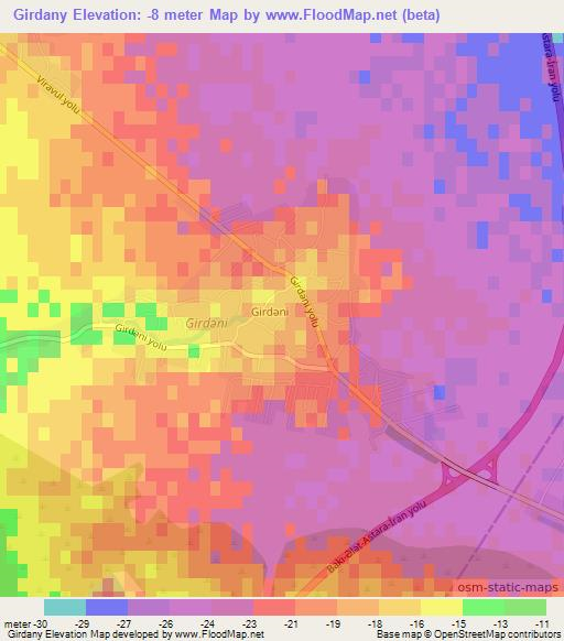 Girdany,Azerbaijan Elevation Map