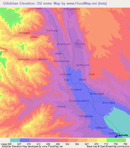Gilidzhan,Azerbaijan Elevation Map