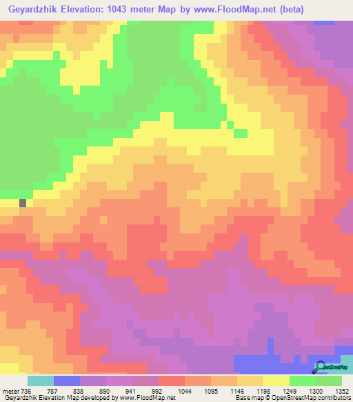 Geyardzhik,Azerbaijan Elevation Map