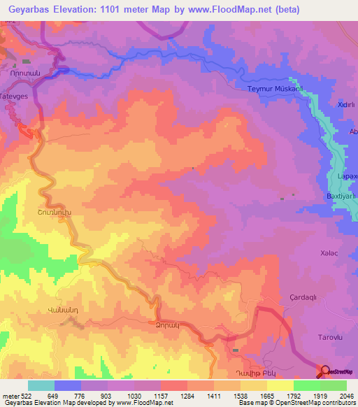 Geyarbas,Azerbaijan Elevation Map