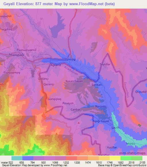 Geyali,Azerbaijan Elevation Map