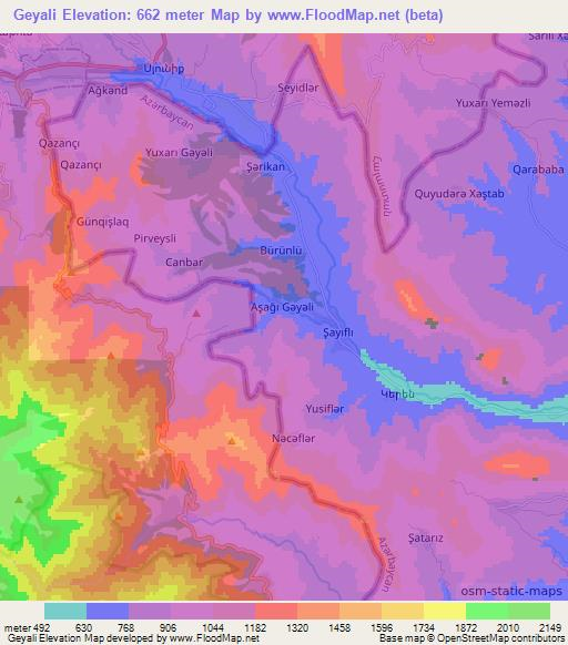 Geyali,Azerbaijan Elevation Map