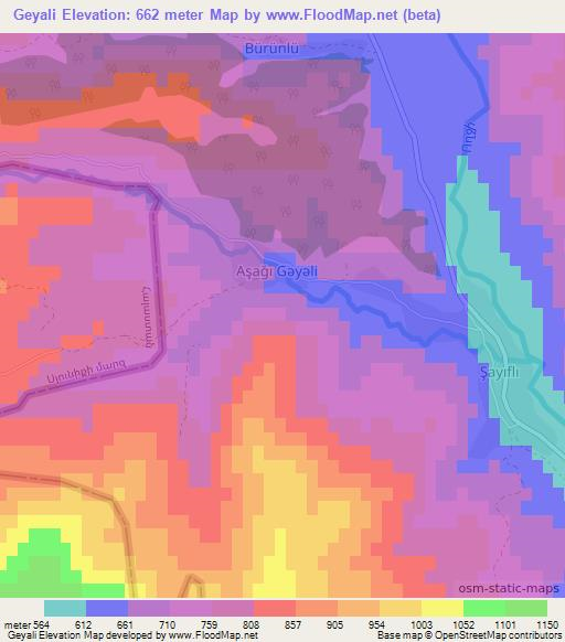 Geyali,Azerbaijan Elevation Map