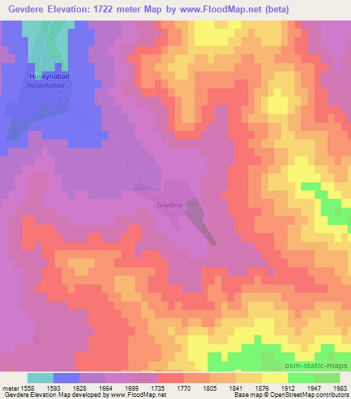 Gevdere,Azerbaijan Elevation Map