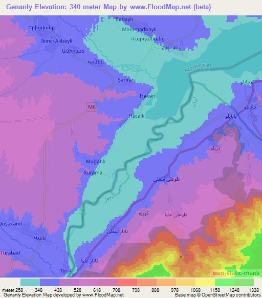 Genanly,Azerbaijan Elevation Map