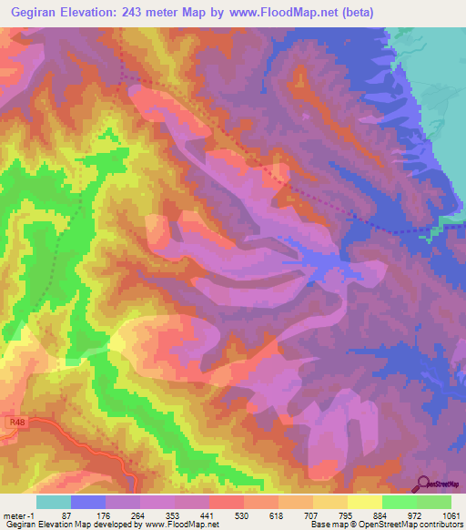 Gegiran,Azerbaijan Elevation Map