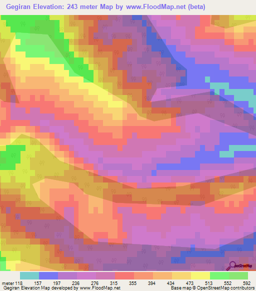Gegiran,Azerbaijan Elevation Map