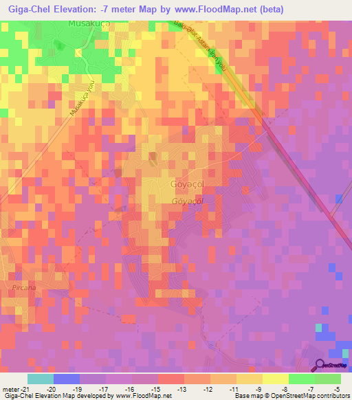Giga-Chel,Azerbaijan Elevation Map