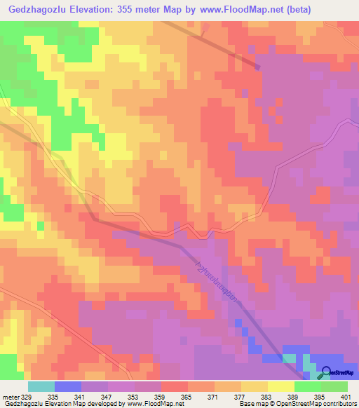 Gedzhagozlu,Azerbaijan Elevation Map