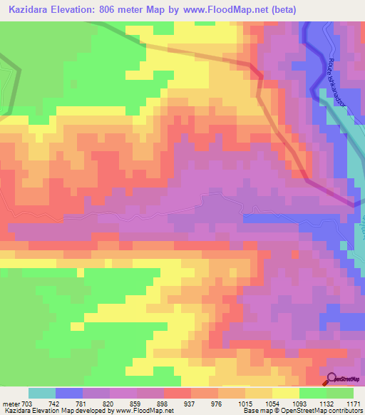 Kazidara,Azerbaijan Elevation Map