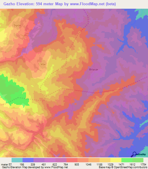 Gazho,Azerbaijan Elevation Map
