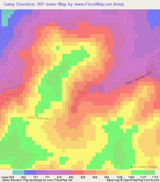 Gatsy,Azerbaijan Elevation Map