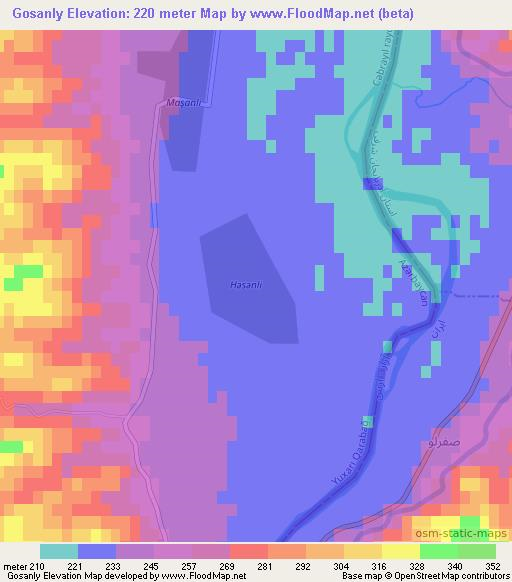Gosanly,Azerbaijan Elevation Map
