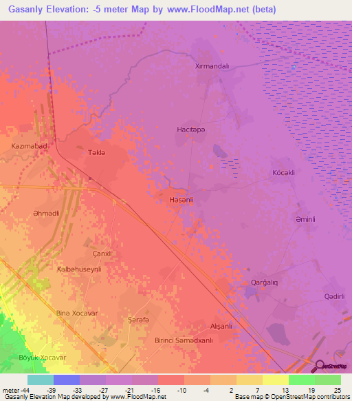 Gasanly,Azerbaijan Elevation Map