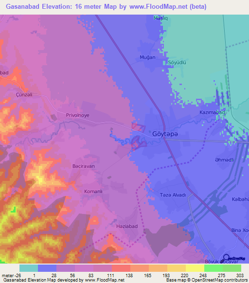 Gasanabad,Azerbaijan Elevation Map